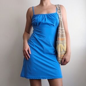 Vintage Xhilaration Y2K Feminine Glacier Blue Ruched Mini Dress